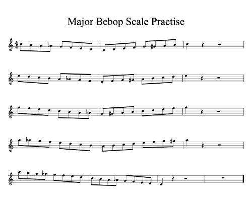Major Bebop Scale Practise Sheet