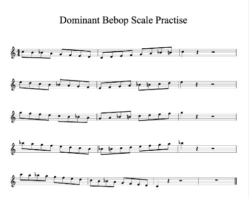 Dominant Bebop Scale Practise Sheet